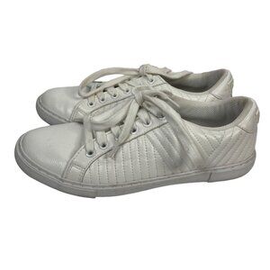 Nautica White Sneakers Womens 8 Faux Leather Tennis Athletic Casual Shoes